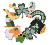 Healeved 9 Stück St Patrick's Day Aufnäher Gestickte Applikationen Kleeblatt Grün zum Aufnähen Kleidung Reparieren Verzieren