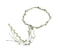 Healeved Blumenkranz Haarschmuck Damen Weiß Handgefertigter Boho Haarreif mit Kunstblumen und Hanfschnur Komfortabler Brauthaarkranz für Hochzeit Fest und Fotoshooting