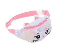 Healeved Gürteltasche mit Niedlicher Katzenstickerei Schimmernde Bauchtasche aus Pailletten Verstellbarer Taillengurt Leichte Schulter Brusttasche für Mädchen und Jungen Praktisch für