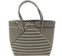 Healeved Handgefertigte Geflochtene Damen handtasche aus Großer Korb mit Streifenmuster Vielseitige Einkaufstasche für Outdoor Garten und Alltag Modische Tragetasche mit Stabilem Henkel