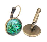 Healeved Pfauenfeder Ohrringe Damen Ohranhänger aus Legierung und Glas Farbecht Hautfreundlich Retro Schmuck für Partys und Reisen