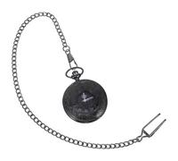 Healeved Runde Retro Klassische Taschenuhr mit Römischen und Arabischen Ziffern Metallgehäuse Schwarzer Dicker Kette Steampunk Stil für Herren