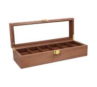 Healeved Vintage Holz Uhrenbox mit Fächern Eleganter Schwarzer Walnuss look Langlebige Uhrenaufbewahrung für Herren und Damen als Geschenk für Schaufenster und Zuhause