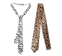 Healifty 2 Stück pack Krawatten mit Leoparden und Zebramuster aus Satin Bequem und Praktisch Spezielles Design für Themenpartys und Alltag Auffällig und Modisch