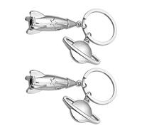 Healifty 2 Stück Weltraum Planeten Schlüsselanhänger aus Zinklegierung Leichter Raketen Schlüsselring Dekorativer Taschenanhänger für Damen