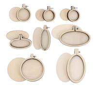 Healifty Kreuzstich-Befestigungsrahmen 8 Stück Mini Holzstickrahmen Rund Oval Diy Stickerei Zubehör Für Handarbeiten Und Dekorationen