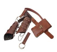Healifty Renaissance Gürteltasche Satz aus Kunstleder mit Verstellbaren Armschienen Mittelalterliches Wikinger Cosplay Zubehör für Herren und Damen Festival Bauchtasche in Braun