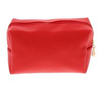 Healifty Tragbare Reisekosmetiktasche aus Rotem Pu Leder Glänzender Kulturbeutel mit Reißverschluss Kompakte Make Up Tasche für Kosmetikaufbewahrung und Reise