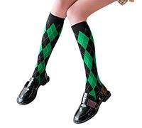 Heallege 1 Paar schicke Frauen karierte Kniestrümpfe Mädchen süße Party Kniestrümpfe - grün