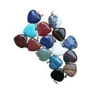 HEALSOPTHY 15 Stück Teiliges Natürlicher Herz Anhänger aus Stein Bunte Kristall Charms für DIY Schmuckherstellung Geeignet für Halsketten Armbänder Schlüsselanhänger und Accessoires