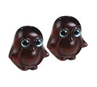 HEALSOPTHY 2 Stück Teiliges Holzschnitzerei Pinguin Schlüsselanhänger mit Blauen Augen Handgefertigte Holz Pinguinfigur als Dekorativer Schlüsselanhänger und Taschenanhänger