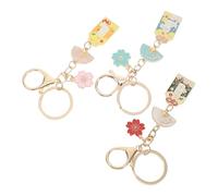 HEALSOPTHY 3 Stück Schlüsselanhänger Japanischer Kirschblüten Fächer Anhänger Dekorativer Taschenanhänger für Damen Robustes Accessoire mit Praktischem Ring Kawaii Stil