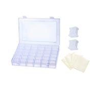 HEALSOPTHY Cross Stitch Organizer Box mit Fächern Verstellbarer Aufbewahrungsbehälter für Stickgarn und Spulen Inkl Bobbins und Aufklebern für Nähzubehör und Handarbeitsbedarf