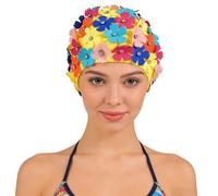 HEALSOPTHY Elegante Kreative Schwimmkappe mit Blumenmuster Badekappe aus Nylon Damen Komfortabel und Wiederverwendbar für Lange Haare für Sommerurlaub