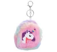 HEALSOPTHY Kleine Reißverschlusstasche Einhorn Plüsch mit Schlüsselanhänger Leichtes Münzhalter Geldbörsenfach aus Polyester Cartoon Design für Mädchen und Frauen Kompakte Aufbewahrung