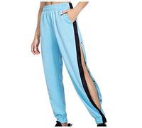 Healter Damen Hosen Hohe Taille Lang Jogginghose Sporthose mit Knopfleiste Seitlich Trainingshose Mode Basic Laufhose Haremshose Casual Baggy Workout Haremshose Fitnesshose mit Taschen für Frauen