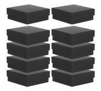 Healvian 10 Stück Pack Schmuckverpackungsetui Rechteckig mit Schaumstoffpolsterung 8X8X3cm Schwarze Geschenkbox für Ringe Halsketten und Ohrringe Kompakte Aufbewahrung für Schmuck und