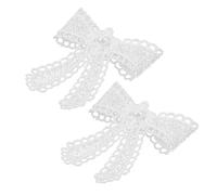 Healvian 2 Stück Elegante Perlen spitzen schuhclips mit Schleifen dekor Abnehmbare Bowknot Schuhaccessoires für Damen Modische Schuhdekorationen für Hochzeit Party und Alltag Cremeweiß