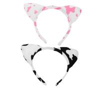 Healvian 2 Stück Plüsch Kuh Ohren Haarreif Stirnband Weiches Tierohren Accessoire für Geburtstag Party Bauernhof Kostüm Mädchen
