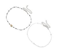 Healvian 2 Stück Verstellbare Muschel Halskette Boho Ketten mit Bunten Perlen Damen Strand Schmuck Sommer Zubehör für Urlaub und Alltag