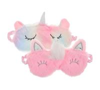Healvian 2stücke Einhorn-schlafmaske Für Mädchen Weiche Plüsch-augenmaske Schlafmaske Mit Einhornmotiv Lichtundurchlässige Kinderschlafmaske