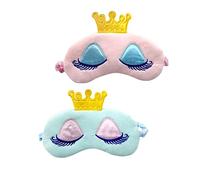 Healvian 2stücke Schlaf Augenmaske Aus Baumwolle Cartoon-augenklappe Mit Eisbeutel Schlafzubehör Bequeme Augenmaske Augenbinde Kronenmuster Blau