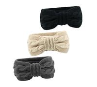 Healvian 3 Stück Elastische Verdrehte Stirnbänder mit Flanellfutter Warme Kopfband Schleifen für Damen Winddicht und Komfortabel Geeignet für Herbst Winter Outdoor Yoga und Alltag