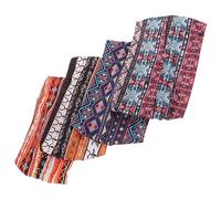 Healvian 4 Stück Afrikanische Stirnbänder Damen Elastisch Breite Yoga Haarbänder Mit Knoten Modisches Print Sport Schweißbänder Für Training Alltag