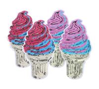 Healvian 4 Stück Aufbügelbare Eiscreme Pailletten Aufnäher aus Polyester Bestickte Applikationen für Jeans T shirts und Hüte Selbstgemacht Kleidung Reparaturflicken