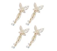 Healvian 4 Stück Elegante Perlen Haarklammern Schmetterling Design Seitenclips Braut Haarspangen für Damen Hochzeit Party Styling