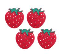 Healvian 4 Stück Niedliche Erdbeer Silikon Stricknadelkappen Rutschfeste Nadelspitzenschützer aus Weichem Silikon für Stricknadeln Schutzkappen für Strickzubehör und Handarbeiten