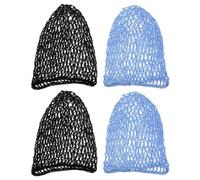 Healvian 4 Stücke Mesh Haarnetz Stricken Snood Hut Mesh Gehäkelte Haarnetz Schlaf Kappe Lange Abdeckung Ornament Frauen Schlafen Weiche Schlaf Hut Haar Zubehör