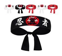 Healvian 6 Stück pack Japanische Karate Stirnbänder aus Polyester Verstellbar und Atmungsaktiv Stilvoll für Sushi Partys und Kochaktivitäten Herren Kopfbänder im Ninja Design