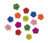 Healvian Bunte Holzknöpfe Blumen Design 15mm mit 2 Löchern 200 Stück Selbstgemacht Knöpfe zum Aufnähen für Kleidung Schuhe Bastelzubehör