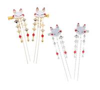 Healvian Hanfu Haarschmuck Quasten Haarspangen Aus Legierung Für Damen Und Mädchen Fuchsmotiv Vintage Haarklammern Für Festliche Anlässe 2 Paar (gold Silber)