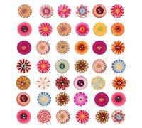 Healvian Holzknöpfe Blumenknöpfe Rund 15mm 200 Stück Nähzubehör für Kleidung und Taschen Bastelprojekte Zufällige Farbe