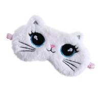 Healvian Kinder Schlafmaske Plüsch Augenbinde Katzen Motiv Weiß Leichte Flexible Schlafbrille zum Verdunkeln Hautfreundlich für Reisen Nickerchen und Entspannung