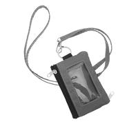 Healvian Minimalistische RFID-schutzgeldbörse: Geldbörse mit Sichtfenster Und Umhängeband - 12 X 7,5 X 1,5 cm, Kleines Ausweisfach mit Reißverschluss für Damen Und Herren, Dunkelgrau