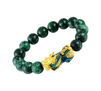 Healvian Perlenarmband mit Farbwechsel Pi Yao Anhänger 10mm Jade Elastisches Feng Shui Edelstein Armband für Alltag Geschenk