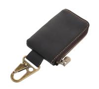 Healvian Slim Herren Geldbörse mit Reißverschluss Schlüsselhalter aus Echtem Leder Münzfach Kopfhöreretui Klein und Praktisch für Reisen und Alltag