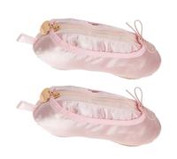 Healvian Tanzschuhtasche Ballettschuhe Federmäppchen 2 Stück Kosmetiktasche für Mädchen Make Up Pinsel Organizer Tragbare Satin Tasche 8 X 2,8 X 1,2 Zoll