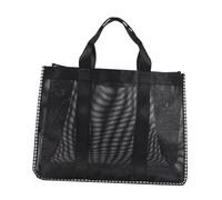 Healvian wasserdichte Mesh Strandtasche Große Belüftete Tote Bag Vielseitige Aufbewahrungstasche für Outdoor Reise und Strand Praktische Netztasche ohne Reißverschluss Schwarz