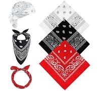 Heanvmyss Bandana Kopftuch,3 Stück Paisley 55x55cm Halstuch,Polyester Nickitücher Sommer Haarbänder Halstücher Tuch Cap Dreickstuch Schal Pirat Cowboy für Herren Damen(Rot,Schwarz,Weiß)