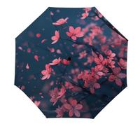 Hearda Regenschirm Manuell Öffnen, 3D Floral Muster Taschenschirm Sturmfest Regenschirm Wasserdicht Kompakt Sonnenschutz Reise Regenschirm für Damen Herren Kinder (Pflaumenblüte)