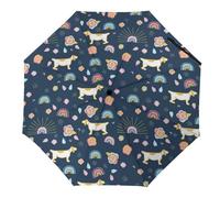 Hearda Regenschirm Manuell Öffnen, Karikatur Stil 3D Drucken Taschenschirm Sturmfest Wasserdicht Kompakt Sonnenschutz Reise Regenschirm für Damen Herren Kinder (Regenbogen)