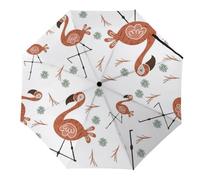 Hearda Regenschirm Manuell Öffnen, Karikatur Stil 3D Drucken Taschenschirm Sturmfest Wasserdicht Kompakt Sonnenschutz Reise Regenschirm für Damen Herren Kinder (Tropisch Flamingo)