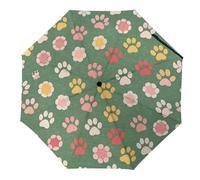 Hearda Regenschirm Manuell Öffnen, Karikatur Stil 3D Drucken Taschenschirm Sturmfest Wasserdicht Kompakt Sonnenschutz Reise Regenschirm für Damen Herren Kinder (Hundepfote Drucken)