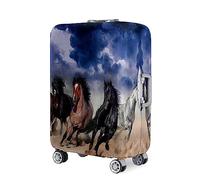 Hearda Tierischer Pferdestil Kofferschutzhülle,18-32 Zoll Elastisch Kofferhülle,Staubdichte Suitcase Cover,Waschbar Kofferschutz,Reise Kofferüberzug mit Reißverschluss (Pferd,L (26-28 Zoll))