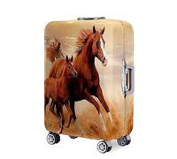 Hearda Tierischer Pferdestil Kofferschutzhülle,18-32 Zoll Elastisch Kofferhülle,Staubdichte Suitcase Cover,Waschbar Kofferschutz,Reise Kofferüberzug mit Reißverschluss (Braun,L (26-28 Zoll))