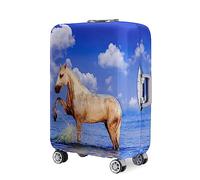 Hearda Tierischer Pferdestil Kofferschutzhülle,18-32 Zoll Elastisch Kofferhülle,Staubdichte Suitcase Cover,Waschbar Kofferschutz,Reise Kofferüberzug mit Reißverschluss (Blue Sky,L (26-28 Zoll))